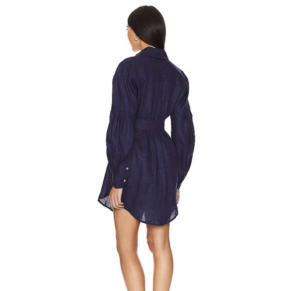 The Femm Louisa Women's Collard Shirt Dress in Navy Blue Size S - Picture 2 of 2